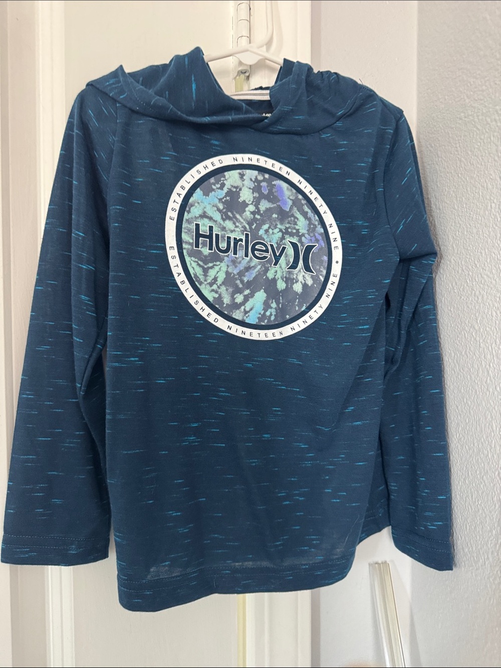 Hurley Teal Speckled Logo Hoodie Shirt